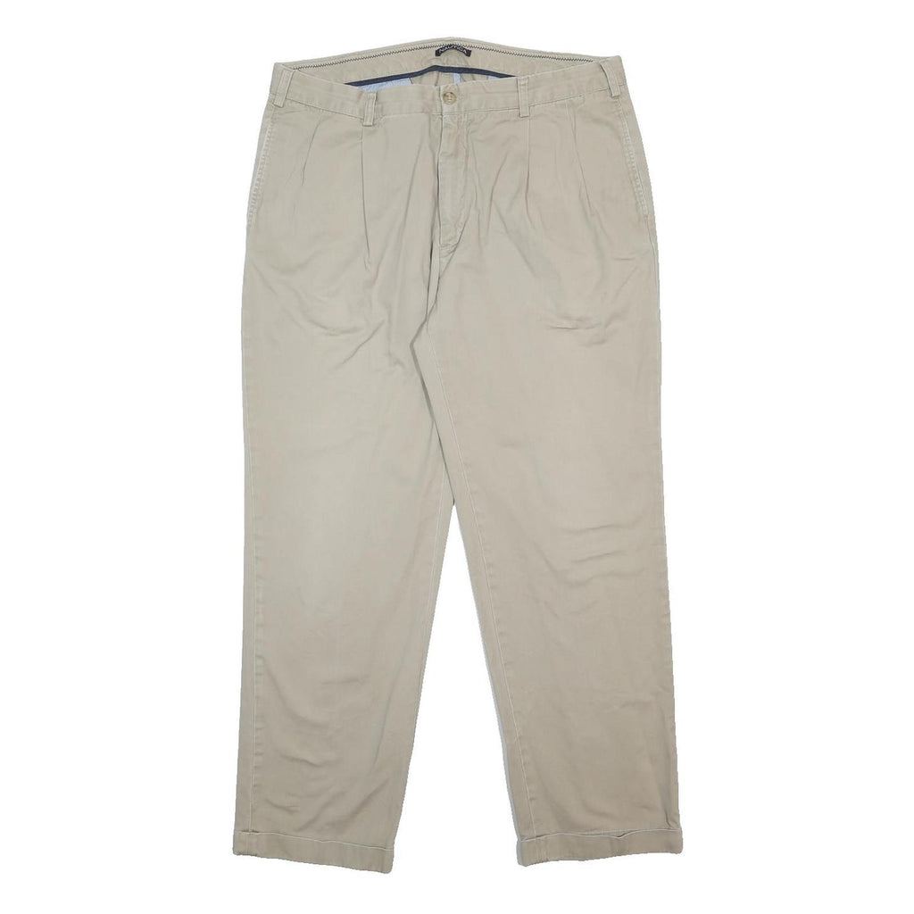 NAUTICA Mens Cotton Beige Relaxed Straight Trousers W38 L29 Casual Classic Zip