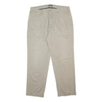 NAUTICA Mens Cotton Beige Relaxed Straight Trousers W38 L29 Casual Classic Zip