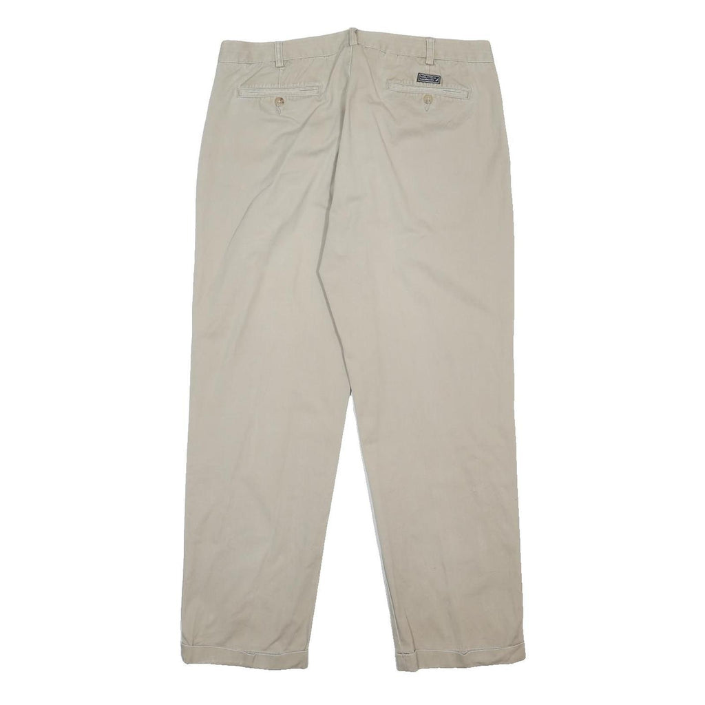 NAUTICA Mens Cotton Beige Relaxed Straight Trousers W38 L29 Casual Classic Zip