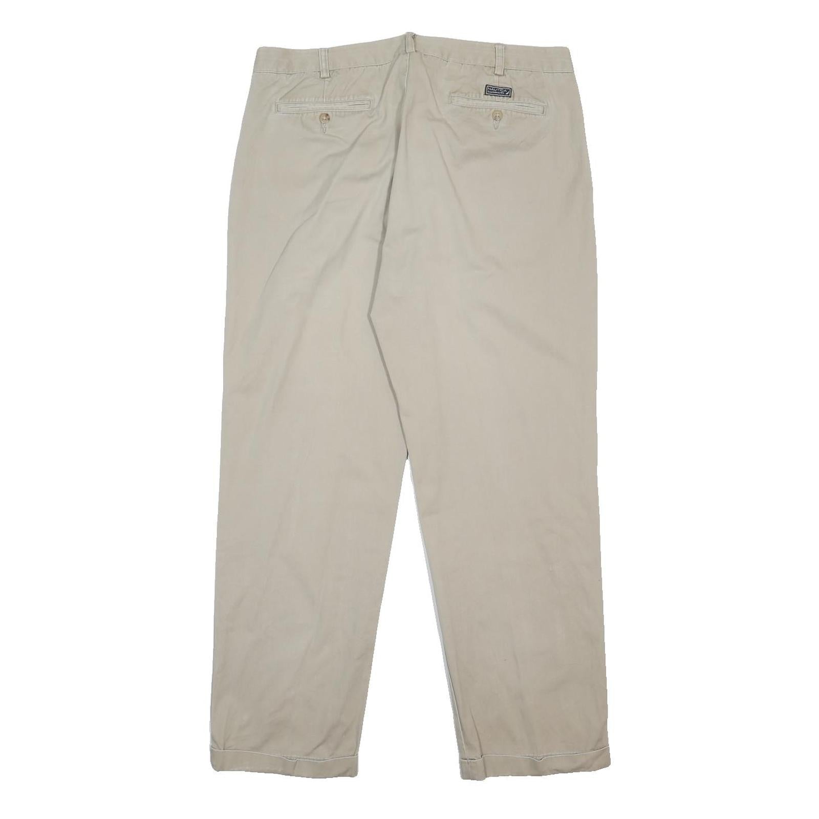 NAUTICA Mens Cotton Beige Relaxed Straight Trousers W38 L29 Casual Classic Zip