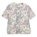 NORTON MCNAUGHTON Womens Pink Blue Cream Floral Printed Top Short Sleeve Crew