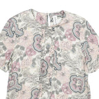 NORTON MCNAUGHTON Womens Pink Blue Cream Floral Printed Top Short Sleeve Crew