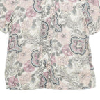 NORTON MCNAUGHTON Womens Pink Blue Cream Floral Printed Top Short Sleeve Crew