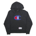 CHAMPION Mens Black Hoodie L Cotton Blend Pullover Logo Patch Sweatshirt