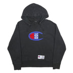 CHAMPION Mens Black Hoodie L Cotton Blend Pullover Logo Patch Sweatshirt