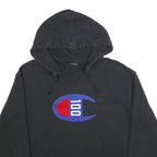 CHAMPION Mens Black Hoodie L Cotton Blend Pullover Logo Patch Sweatshirt
