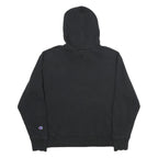 CHAMPION Mens Black Hoodie L Cotton Blend Pullover Logo Patch Sweatshirt