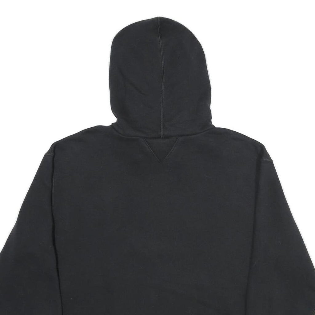 CHAMPION Mens Black Hoodie L Cotton Blend Pullover Logo Patch Sweatshirt