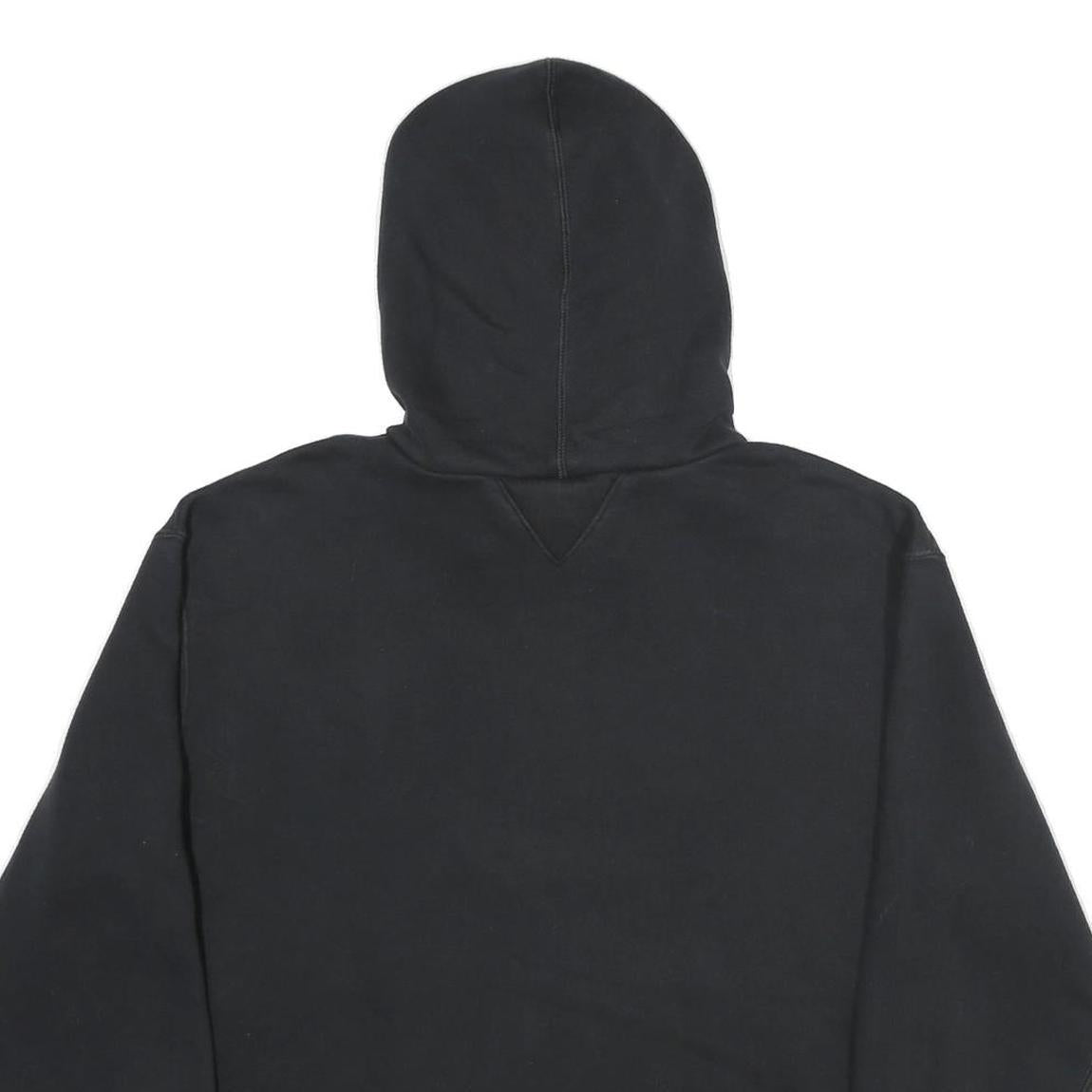 CHAMPION Mens Black Hoodie L Cotton Blend Pullover Logo Patch Sweatshirt