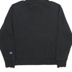 CHAMPION Mens Black Hoodie L Cotton Blend Pullover Logo Patch Sweatshirt
