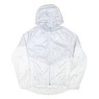NIKE Womens White Lightweight Hooded Zip Jacket L Polyester Blend Plain