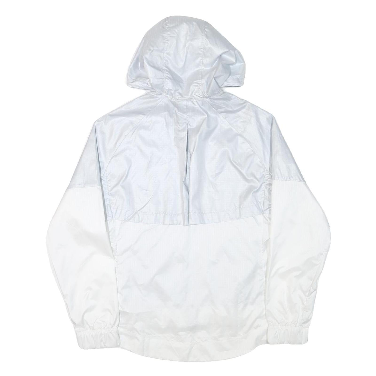 NIKE Womens White Lightweight Hooded Zip Jacket L Polyester Blend Plain