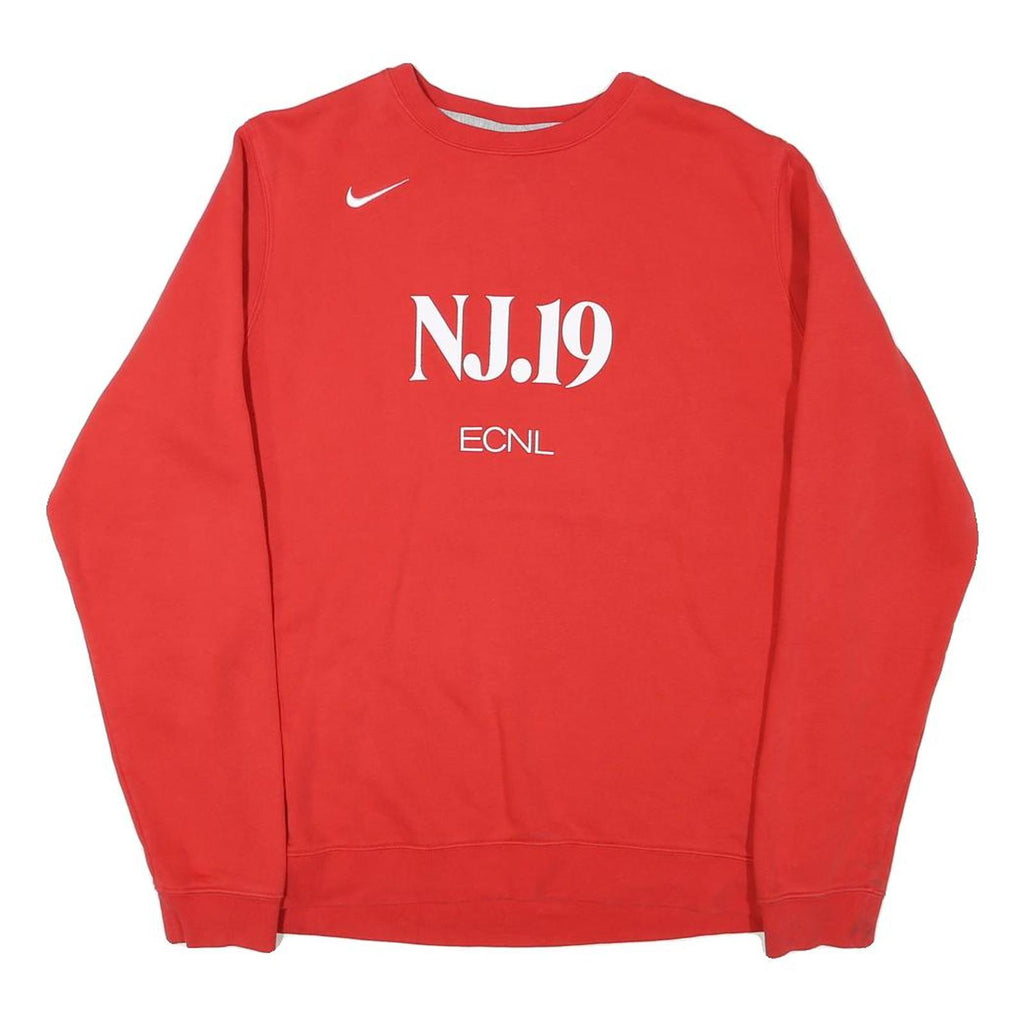 NIKE Mens Red Crew Neck M NJ.19 Sweatshirt Cotton Blend Casual Pullover