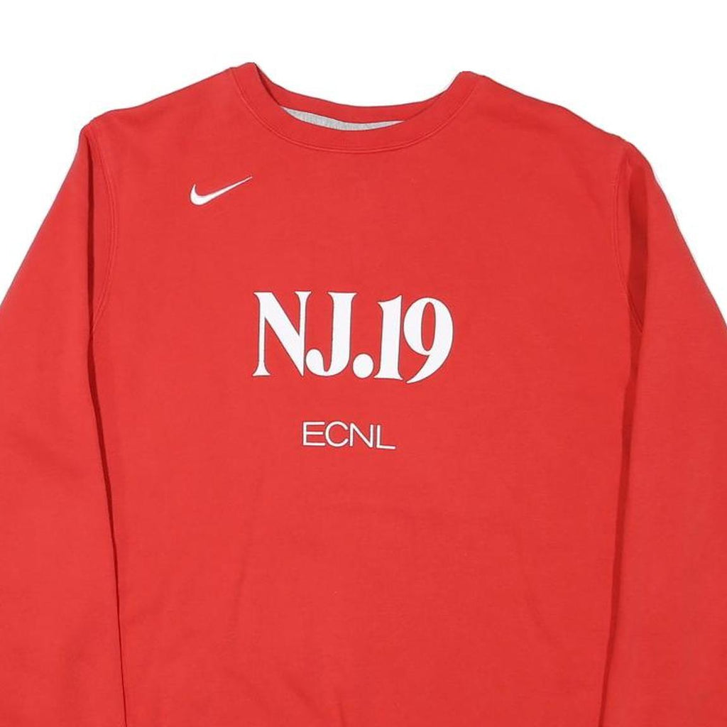 NIKE Mens Red Crew Neck M NJ.19 Sweatshirt Cotton Blend Casual Pullover