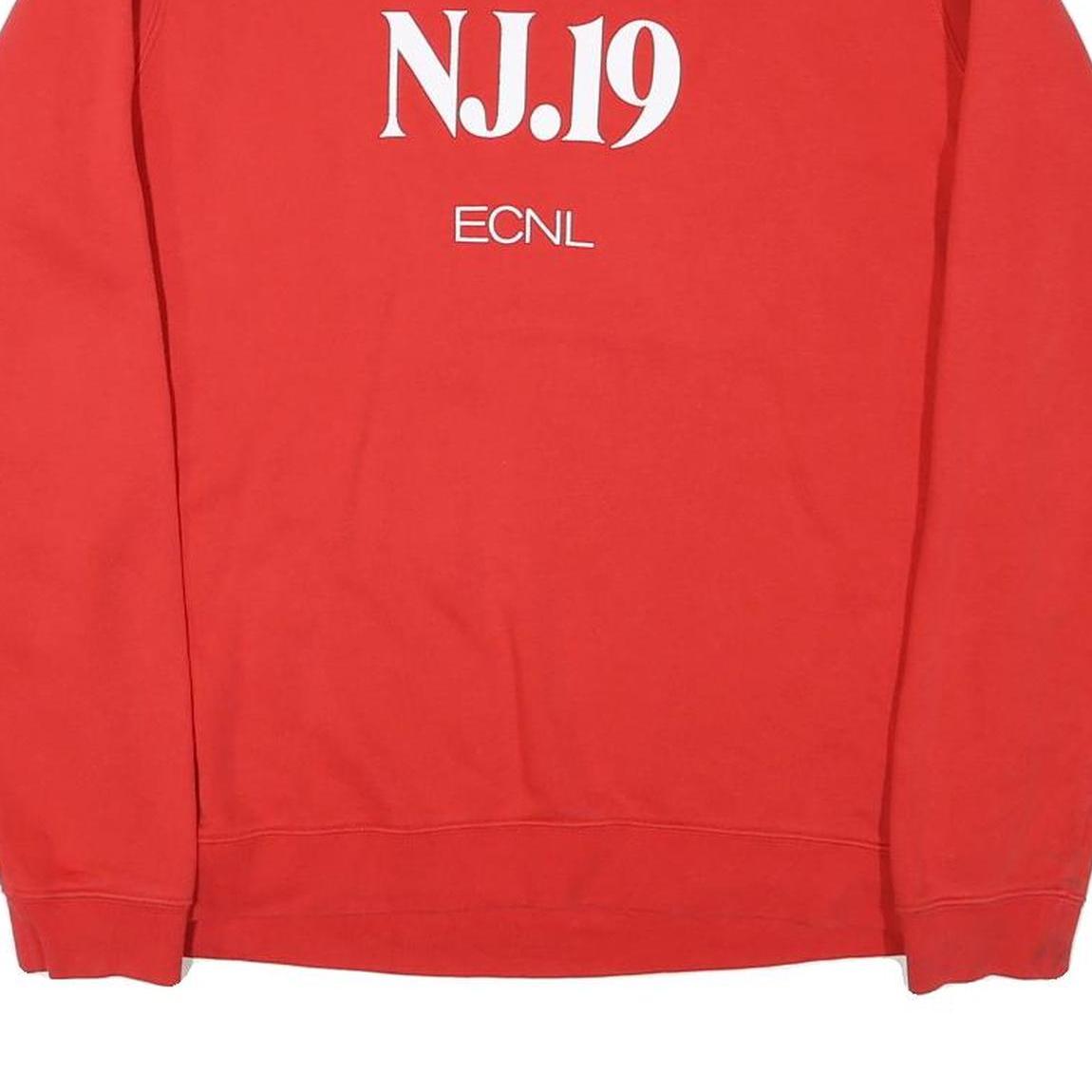 NIKE Mens Red Crew Neck M NJ.19 Sweatshirt Cotton Blend Casual Pullover