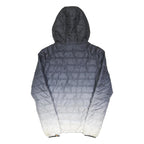 ELLESSE Mens Black & White Hooded Puffer Jacket XS Polyester Blend Zip