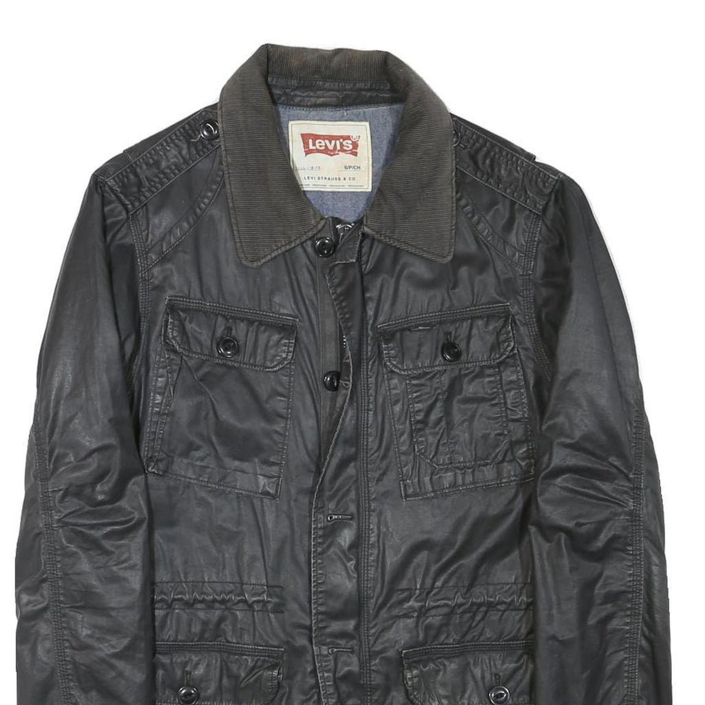 LEVI'S Mens Black Cotton Blend Casual Jacket S Classic Zip Pocketed