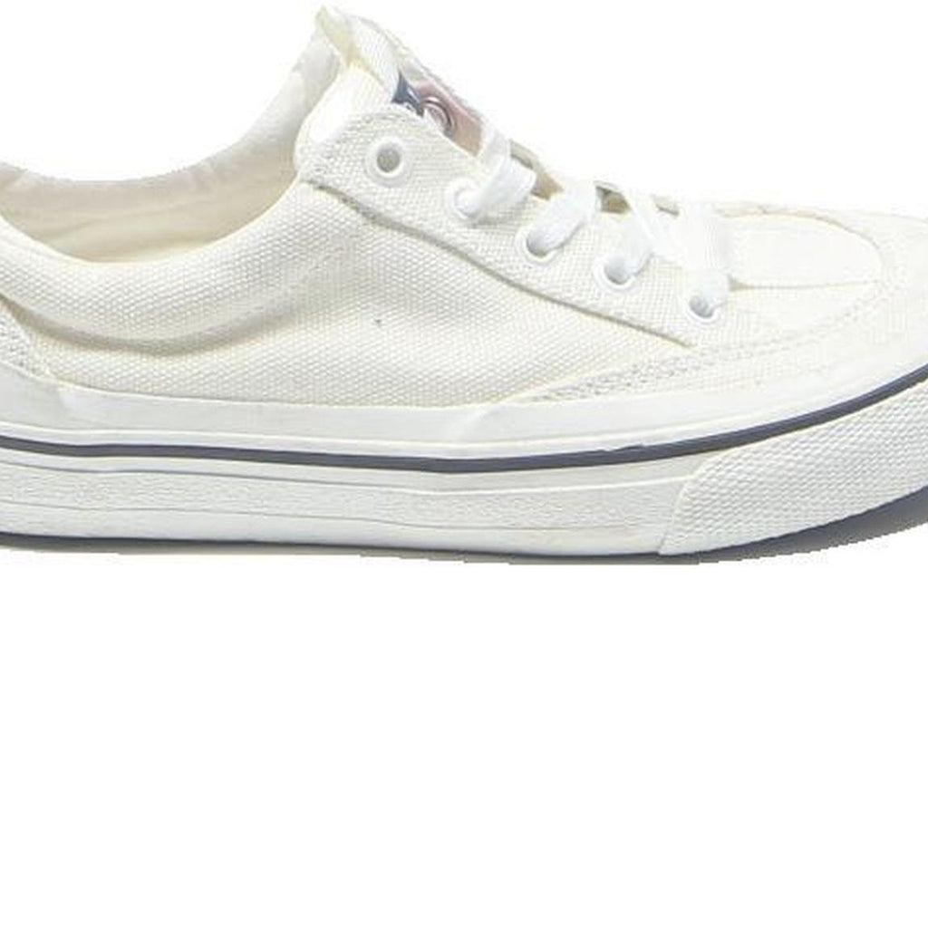 TOMMY HILFIGER Womens White Canvas Low Top Trainers UK 3.5 Casual Comfort