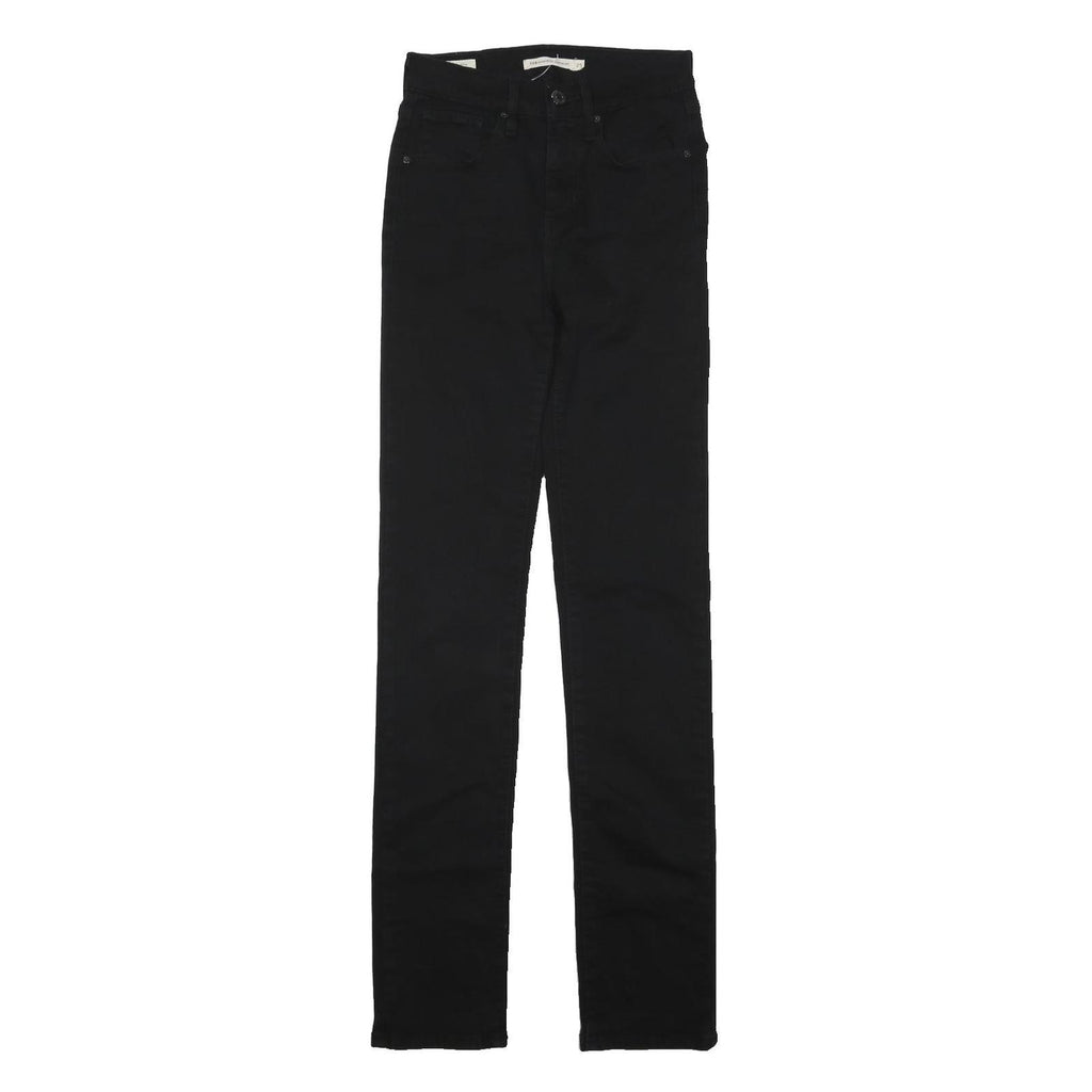 LEVI'S Womens Cotton Blend Black Regular Fit Straight Trousers W24 L30 Zip