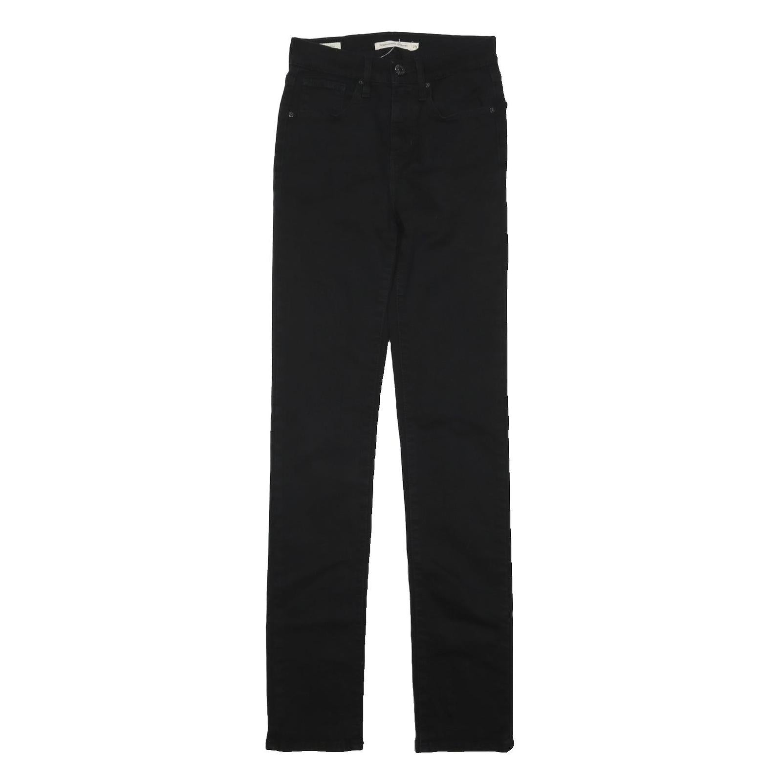 LEVI'S Womens Cotton Blend Black Regular Fit Straight Trousers W24 L30 Zip