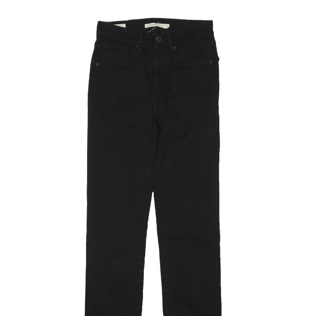 LEVI'S Womens Cotton Blend Black Regular Fit Straight Trousers W24 L30 Zip
