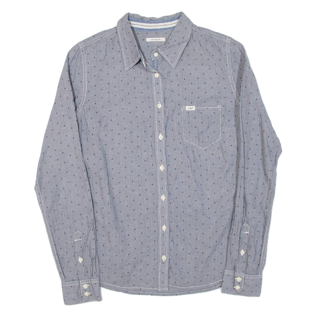 LEE Mens Shirt Grey Striped Long Sleeve S