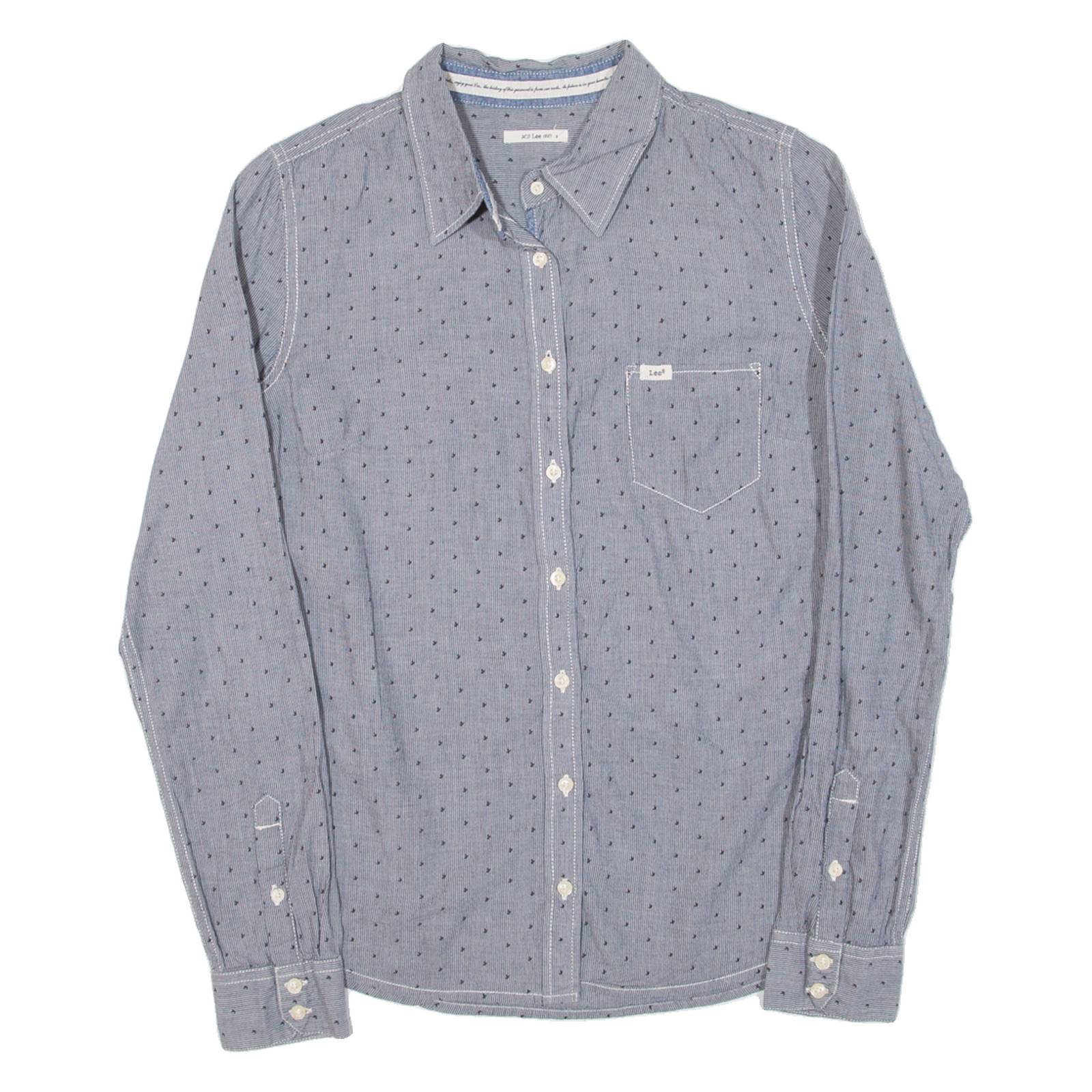 LEE Mens Shirt Grey Striped Long Sleeve S