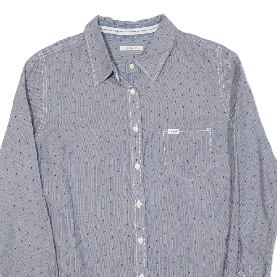 LEE Mens Shirt Grey Striped Long Sleeve S