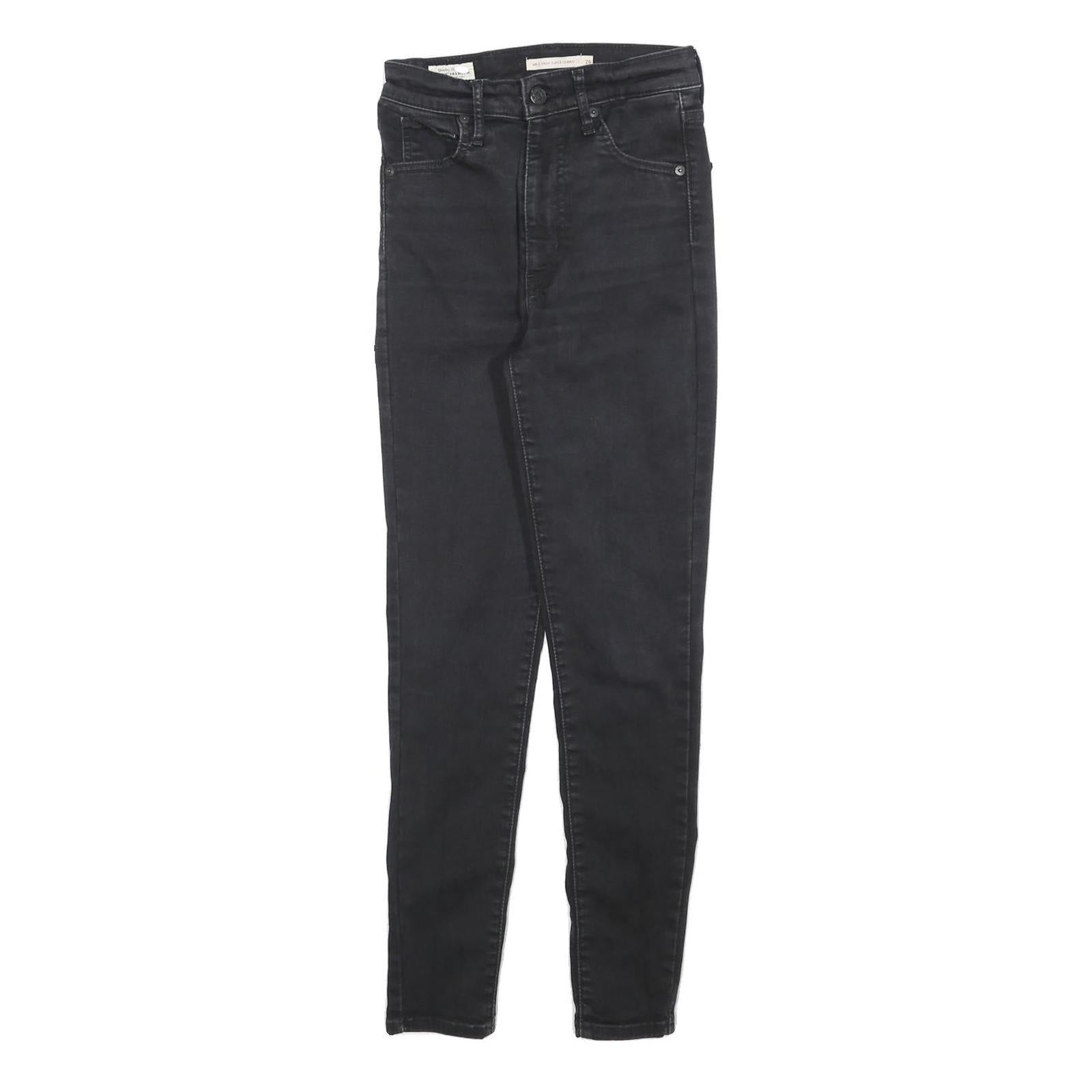 LEVI'S Womens Slim Black Jeans Cotton Blend W26 L28 Stretch Skinny Zip