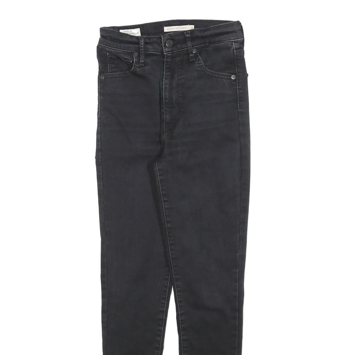 LEVI'S Womens Slim Black Jeans Cotton Blend W26 L28 Stretch Skinny Zip