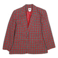 LESLIE FAY Womens Red Grey Check Wool Blend Button Jacket UK 18 Classic Fit