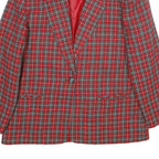 LESLIE FAY Womens Red Grey Check Wool Blend Button Jacket UK 18 Classic Fit