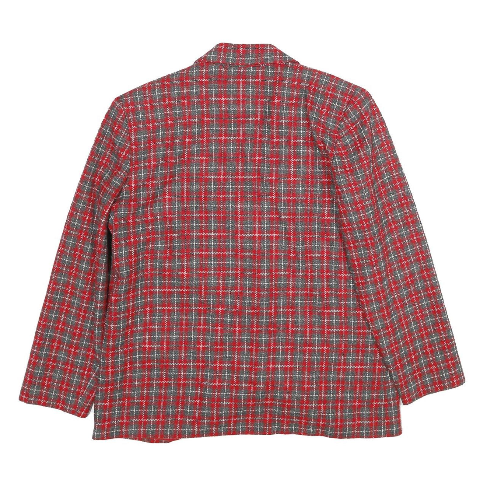 LESLIE FAY Womens Red Grey Check Wool Blend Button Jacket UK 18 Classic Fit