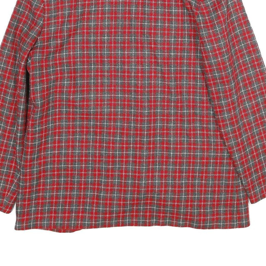 LESLIE FAY Womens Red Grey Check Wool Blend Button Jacket UK 18 Classic Fit