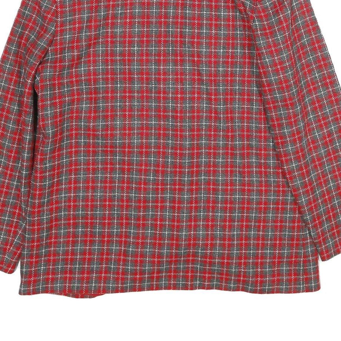 LESLIE FAY Womens Red Grey Check Wool Blend Button Jacket UK 18 Classic Fit