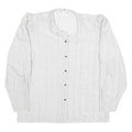 C&A Womens White Basic Long Sleeve Collared Blouse L Lightweight Polyester