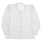 C&A Womens White Basic Long Sleeve Collared Blouse L Lightweight Polyester