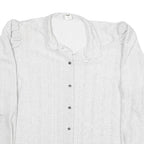 C&A Womens White Basic Long Sleeve Collared Blouse L Lightweight Polyester