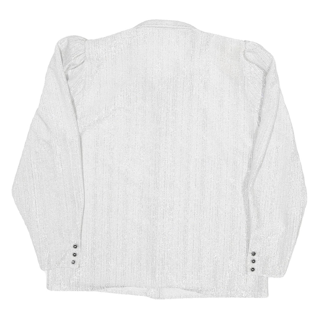 C&A Womens White Basic Long Sleeve Collared Blouse L Lightweight Polyester