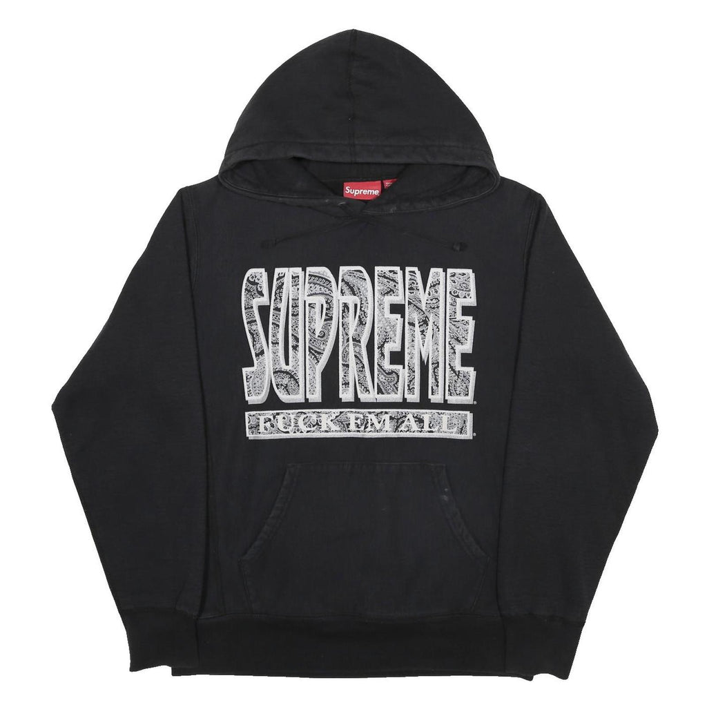 SUPREME Mens Black Hoodie M Cotton Blend Graphic Print Pullover
