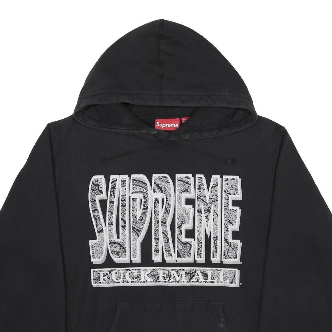 SUPREME Mens Black Hoodie M Cotton Blend Graphic Print Pullover
