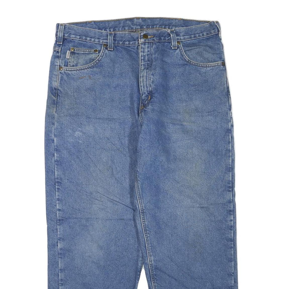 CARHARTT Mens Regular Fit Blue Denim Jeans W38 L30 Classic Zip Cotton Blend