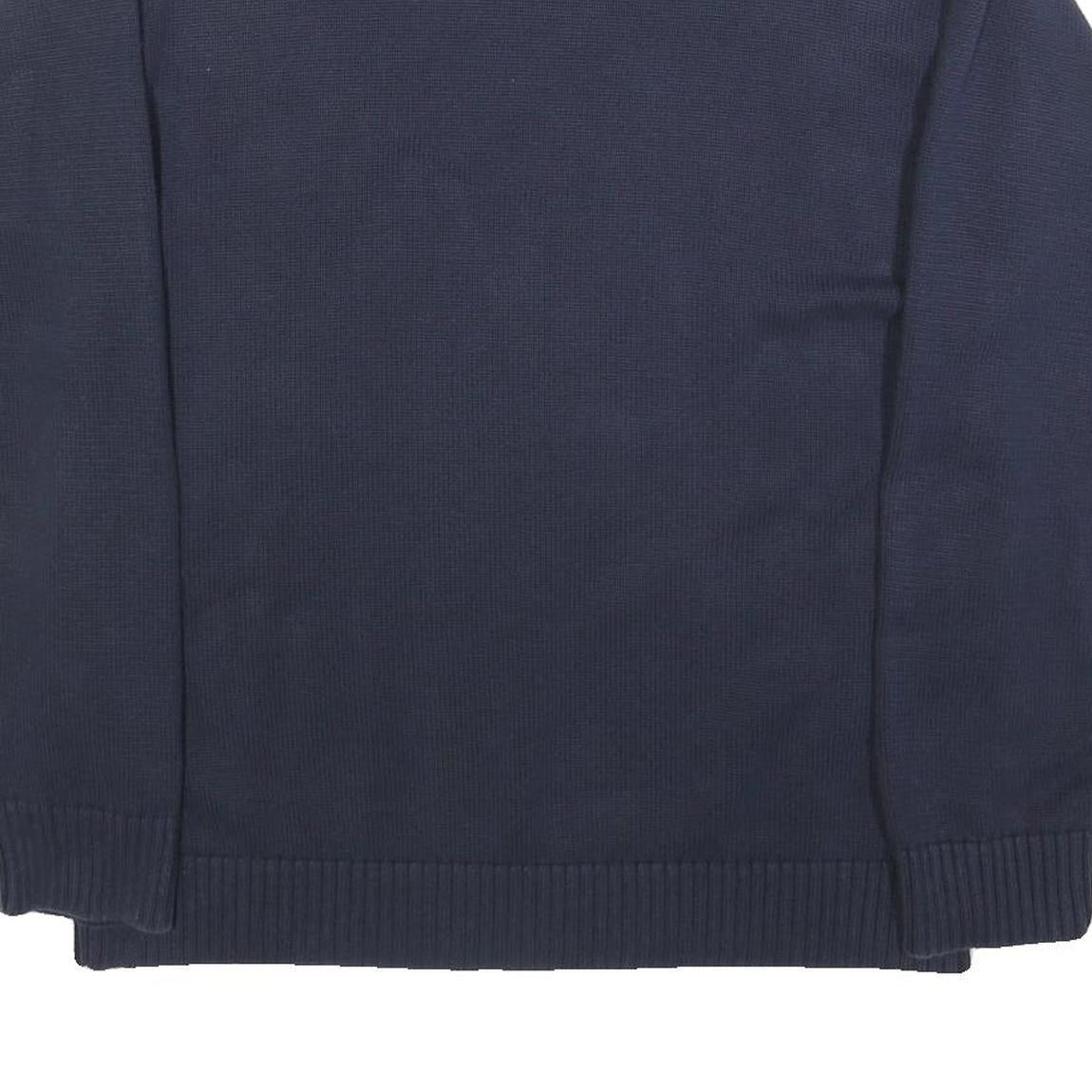 TOMMY HILFIGER Mens Navy Plain Cotton Jumper Crew Neck Basic Knit L Casual