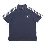 ADIDAS Mens Navy Blue Cotton Polo Shirt XL Short Sleeve Three Stripes Logo