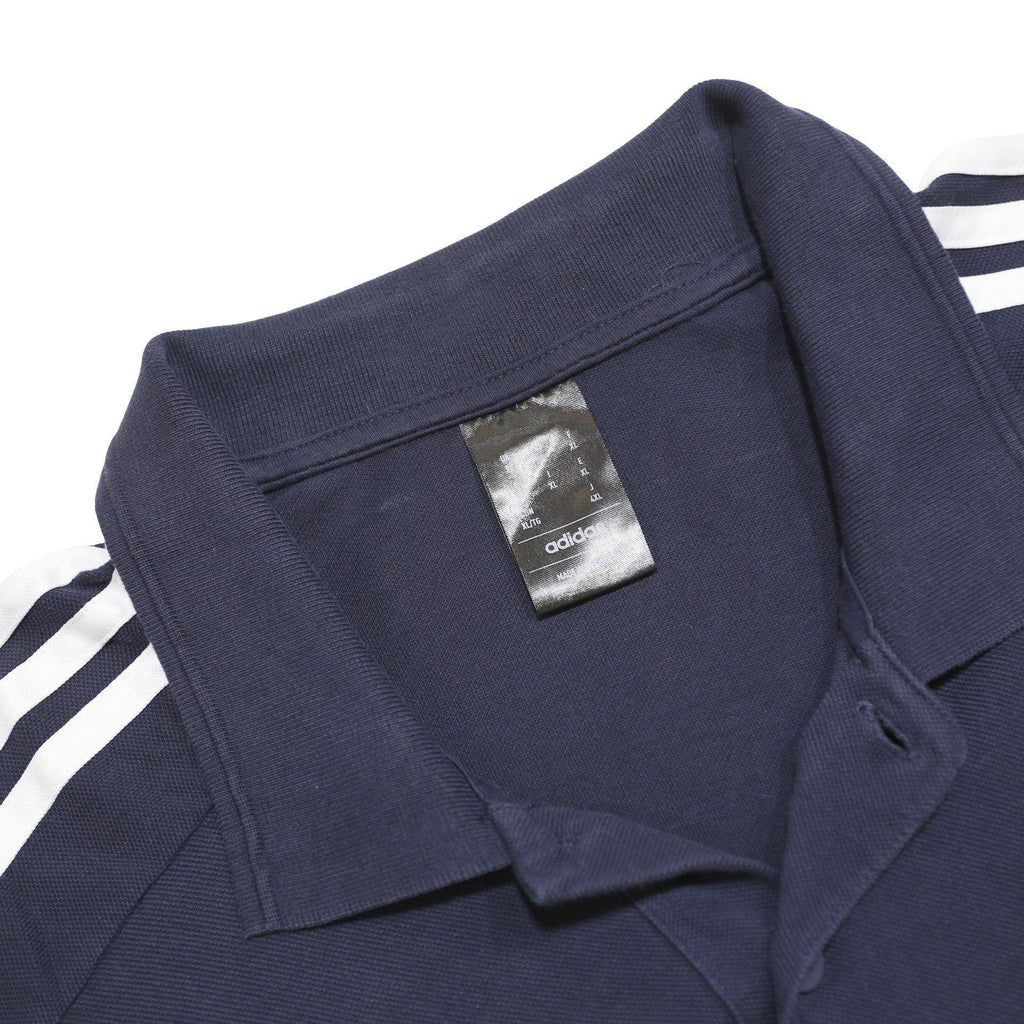 ADIDAS Mens Navy Blue Cotton Polo Shirt XL Short Sleeve Three Stripes Logo
