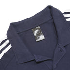 ADIDAS Mens Navy Blue Cotton Polo Shirt XL Short Sleeve Three Stripes Logo