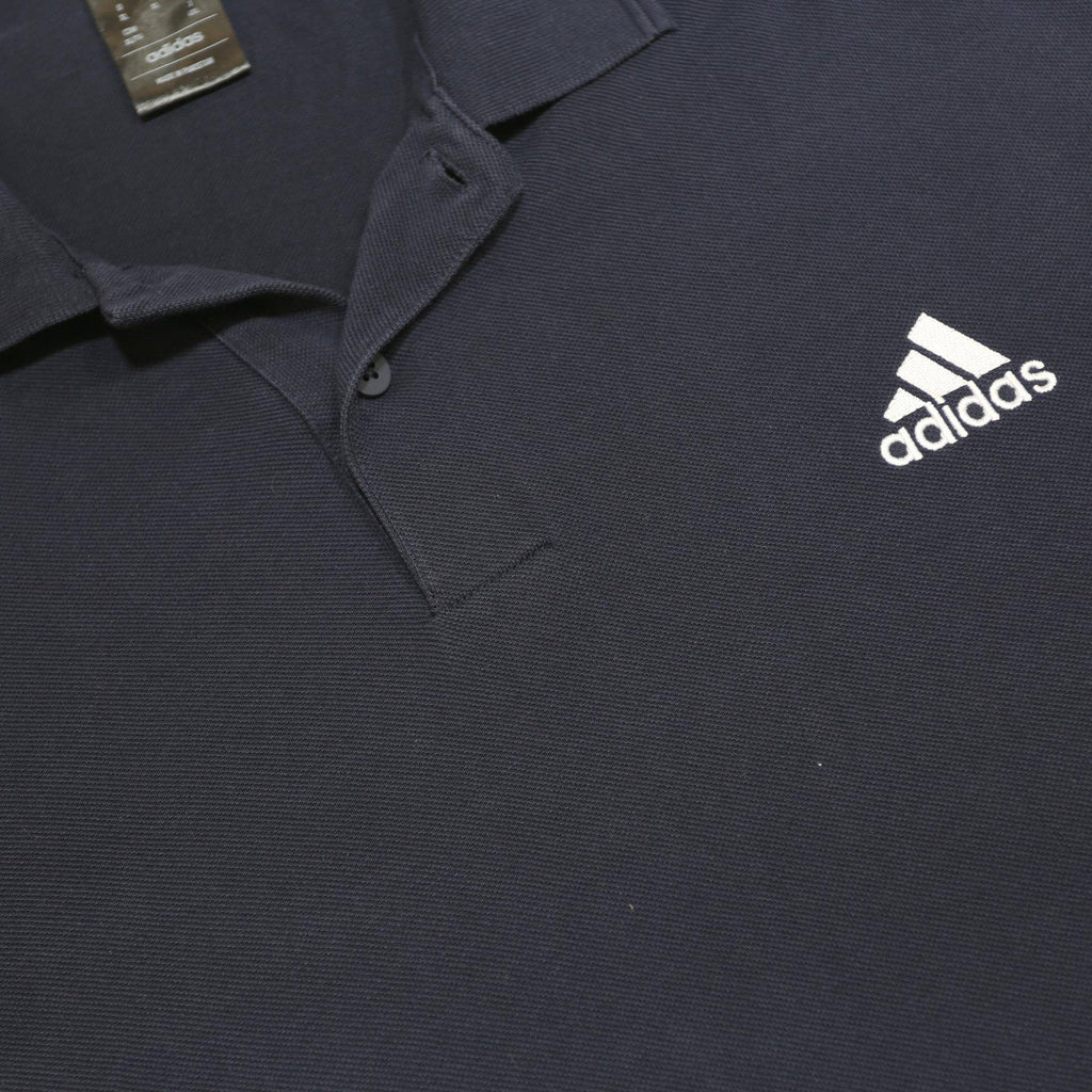 ADIDAS Mens Navy Blue Cotton Polo Shirt XL Short Sleeve Three Stripes Logo