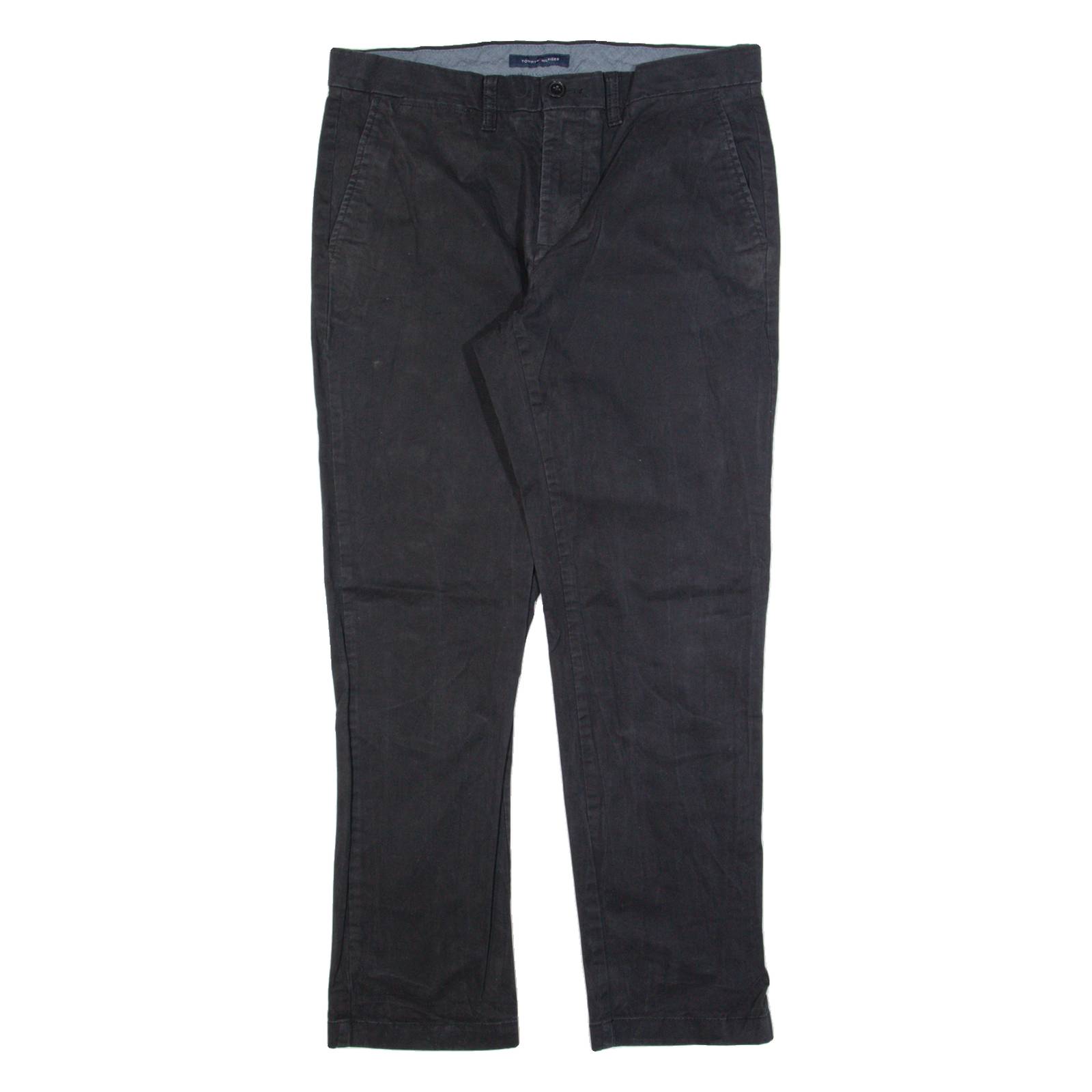 TOMMY HILFIGER Mens Trousers Black Regular Straight W32 L30