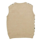Womens Beige & Black Argyle V-Neck Jumper Patterned Knit XXS Sleeveless Vest