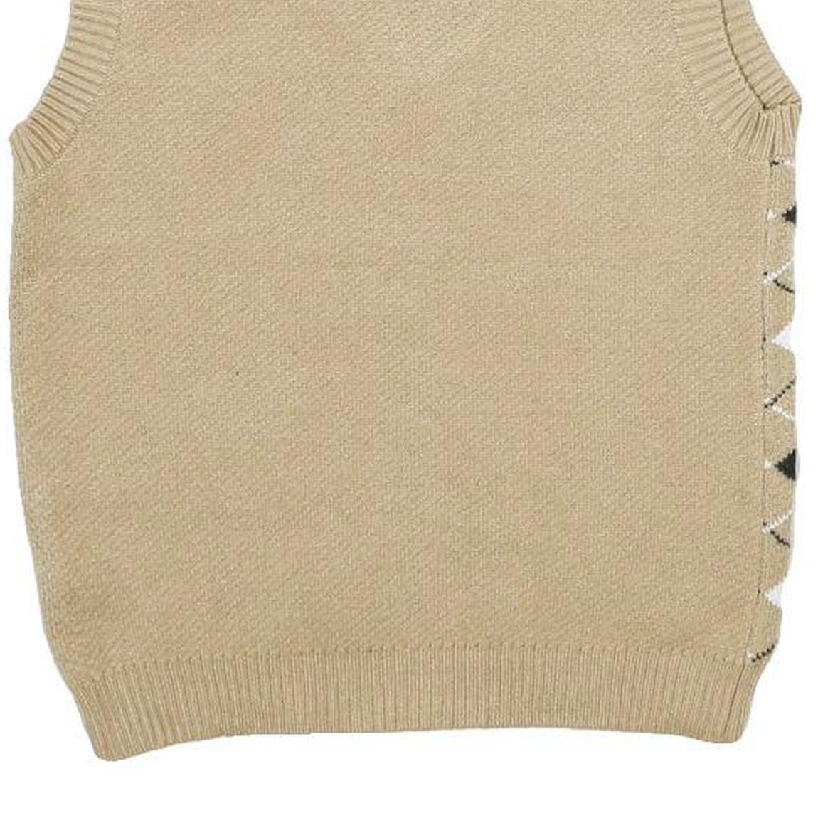 Womens Beige & Black Argyle V-Neck Jumper Patterned Knit XXS Sleeveless Vest